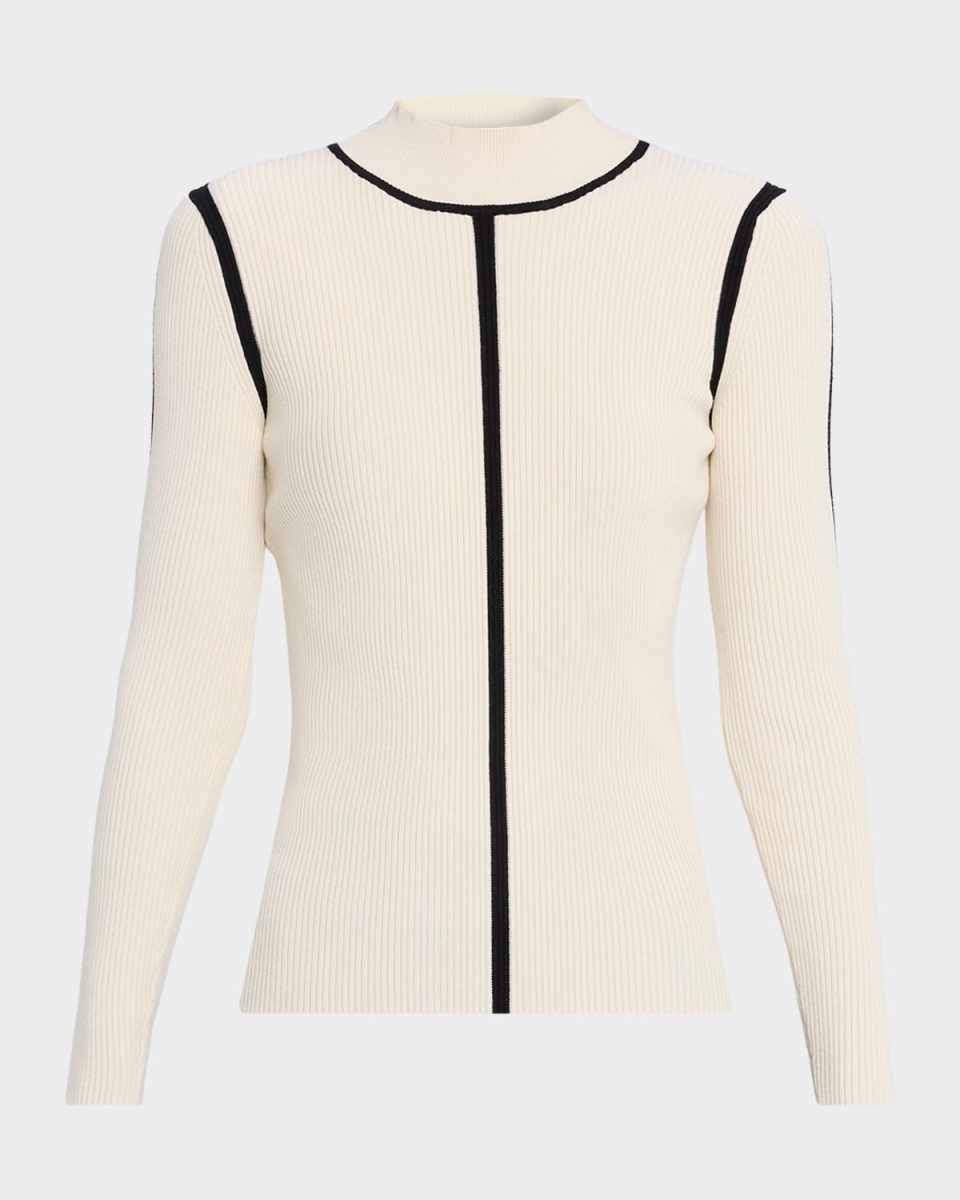 The Chani Mock-Neck Contrast-Trim Sweat